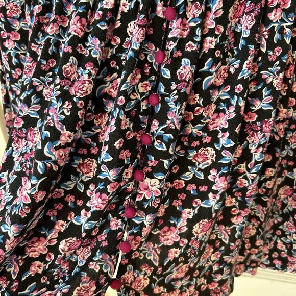 Woman Within India floral print baby doll  bohemian rayon blouse. Size 1X 22/24 - Picture 5 of 9